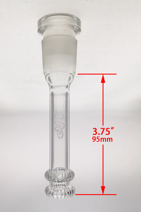 TAG 3.75" Closed End Double UFO Downstem for Bongs, Clear with Laser Engraved Logo, Front View