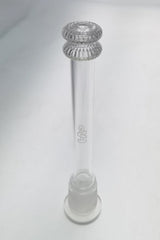 TAG 28/18MM quartz downstem with double UFO percolator for bongs, front view on white background