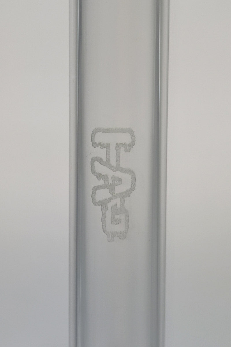 TAG logo on 28/18MM Closed End Double UFO Downstem for Bongs, Clear Quartz