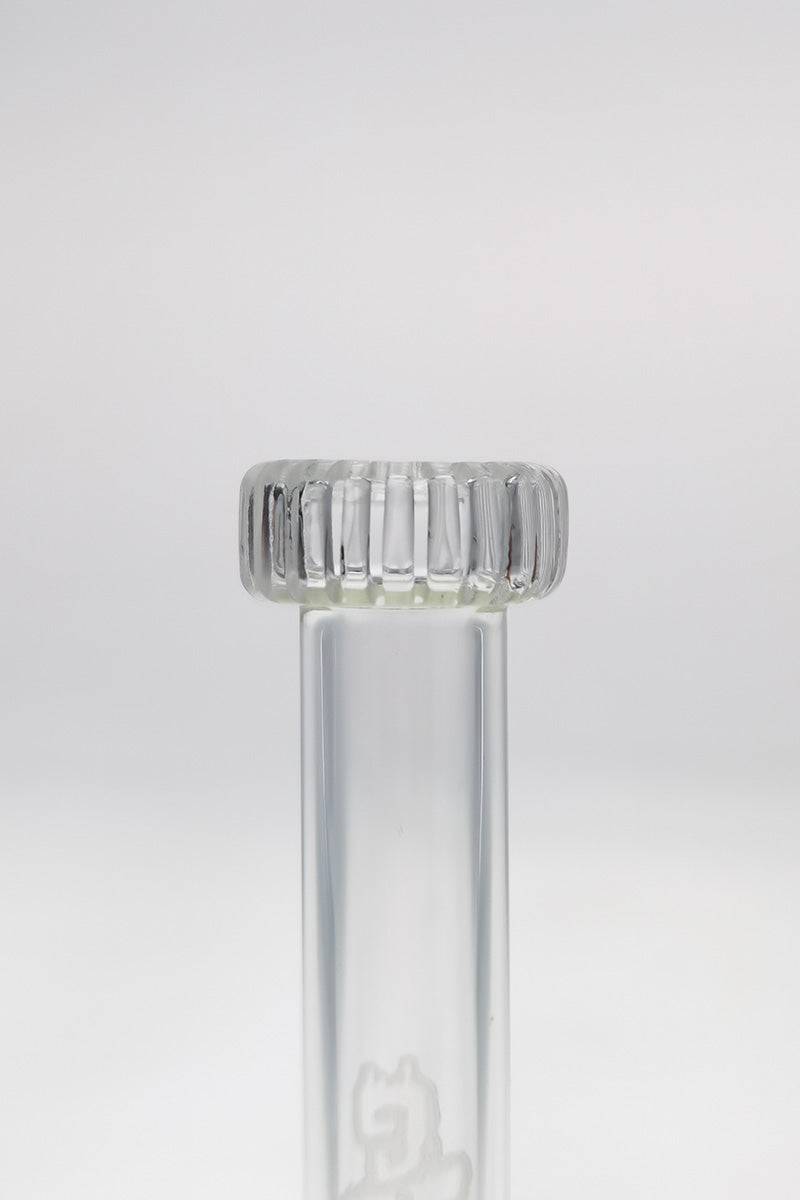 TAG 28/18MM Closed End Single UFO Downstem for Bongs, Female Joint, Clear Glass, Front View