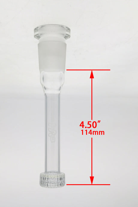 TAG 28/18MM Matrix Downstem 4.50" Clear with Laser Engraved Logo - Front View