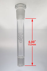 TAG 28/18MM quartz downstem with 12-arm tree percolator for bongs, front view with measurements