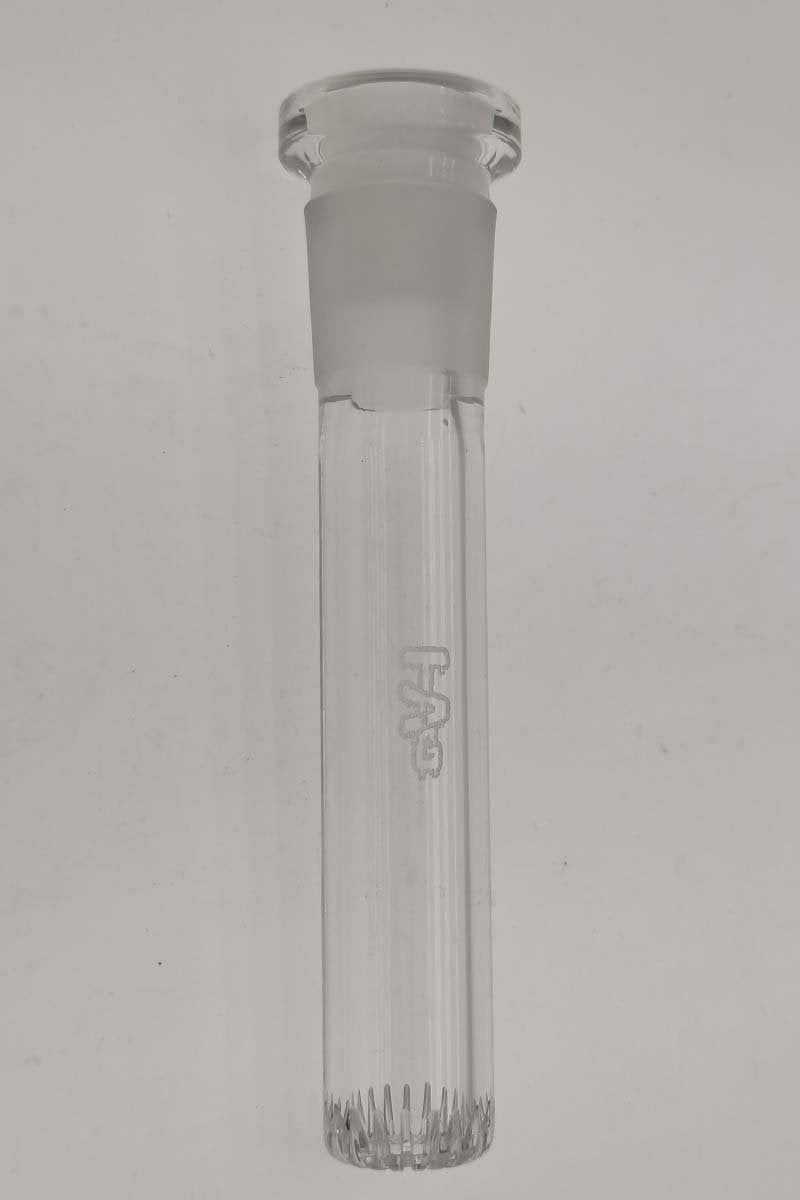 TAG 28mm to 18mm Super Slit Showerhead Downstem for Bongs - Clear Glass Front View