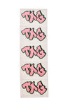 TAG 5-pack graffiti label stickers in pink on white background, vertical display