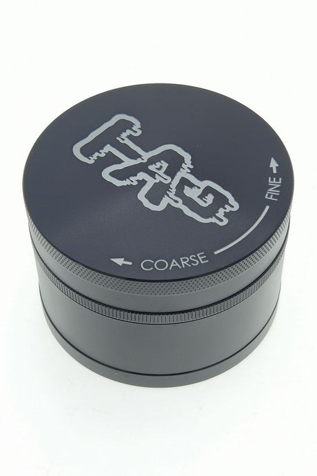 TAG 3-inch Black Four Chamber Grinder with Wavy Engraved Logo and Texture Grip