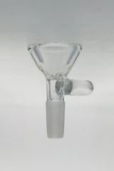 TAG 10MM Male 3 Pinch Screen Slide with Handle for Bongs, Clear Glass, Front View