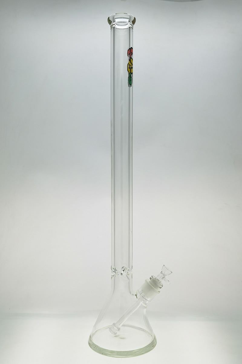 TAG 30" Rasta Beaker Bong with Thick Glass and 28/18MM Downstem, Front View on White Background