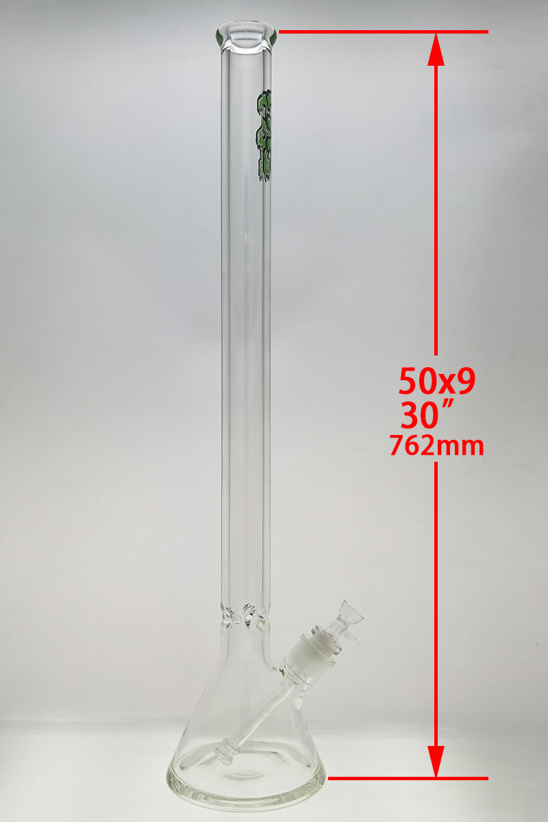 TAG 30" Rasta Beaker Bong, 50x9MM with Heavy Wall Glass, Front View on White