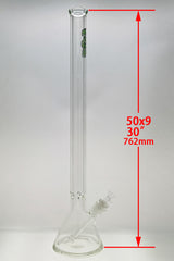 TAG 30" Rasta Beaker Bong, 50x9MM with Heavy Wall Glass, Front View on White