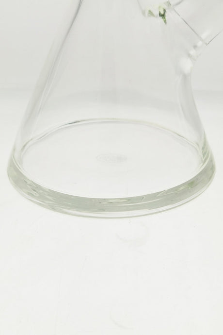 Close-up of TAG 30" Beaker Base 50x9MM Heavy Wall Borosilicate Glass with Rasta Logo