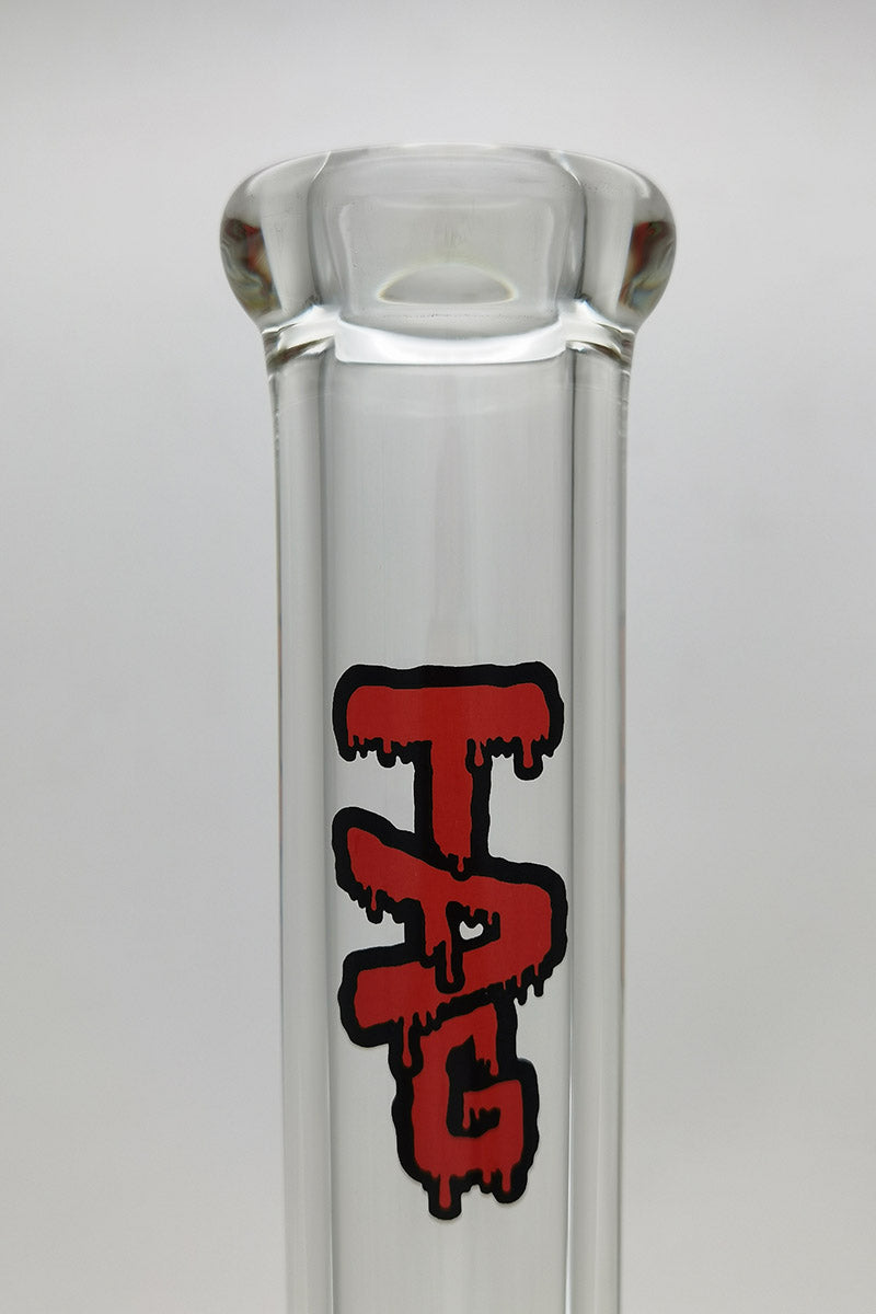 TAG 30" Beaker Bong with Rasta Logo, 9mm Thick Borosilicate Glass, Front View