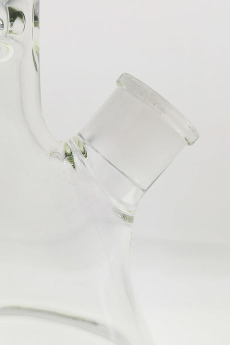 Close-up of TAG 30" Beaker Bong 50x9MM featuring 28/18MM Downstem, crafted from heavy wall borosilicate glass