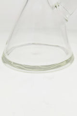 Close-up of TAG 30" Beaker Base 50x9MM in clear borosilicate glass, thick wall design - Rasta color accent.