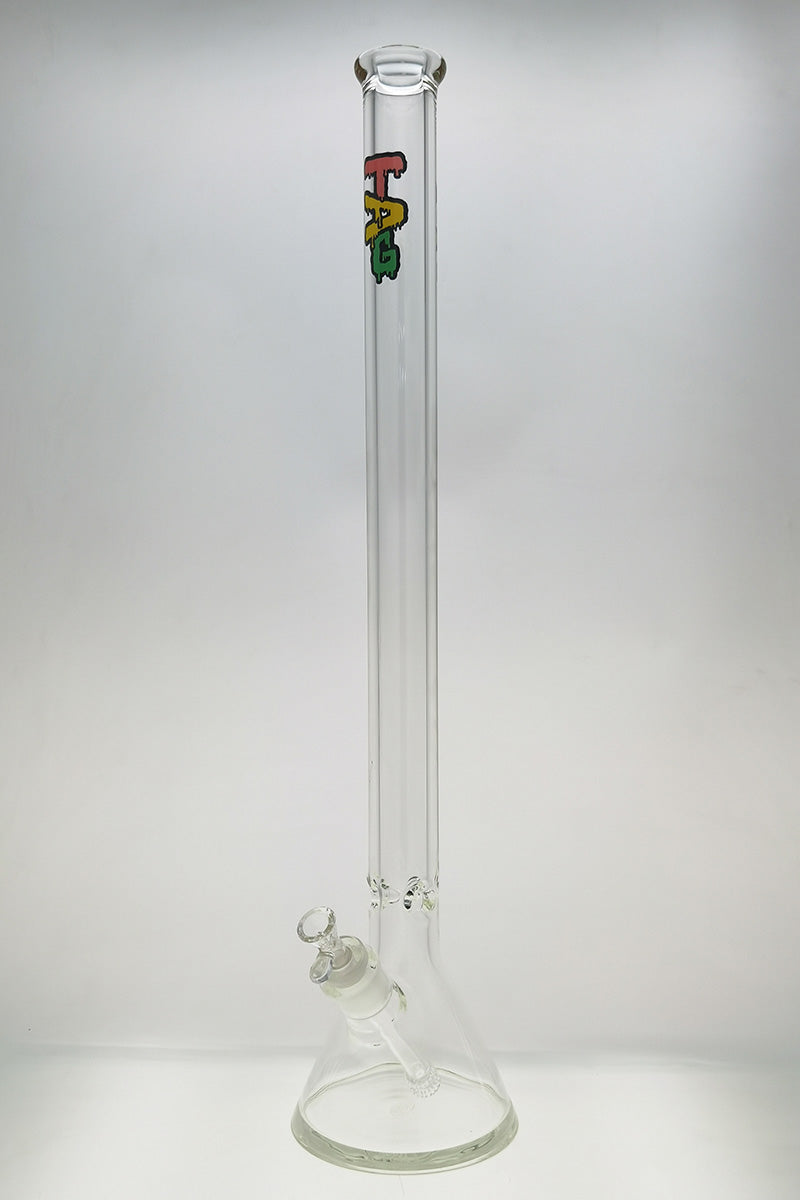 TAG 30" Beaker Bong with Rasta Label, 50x9MM, Front View on White Background