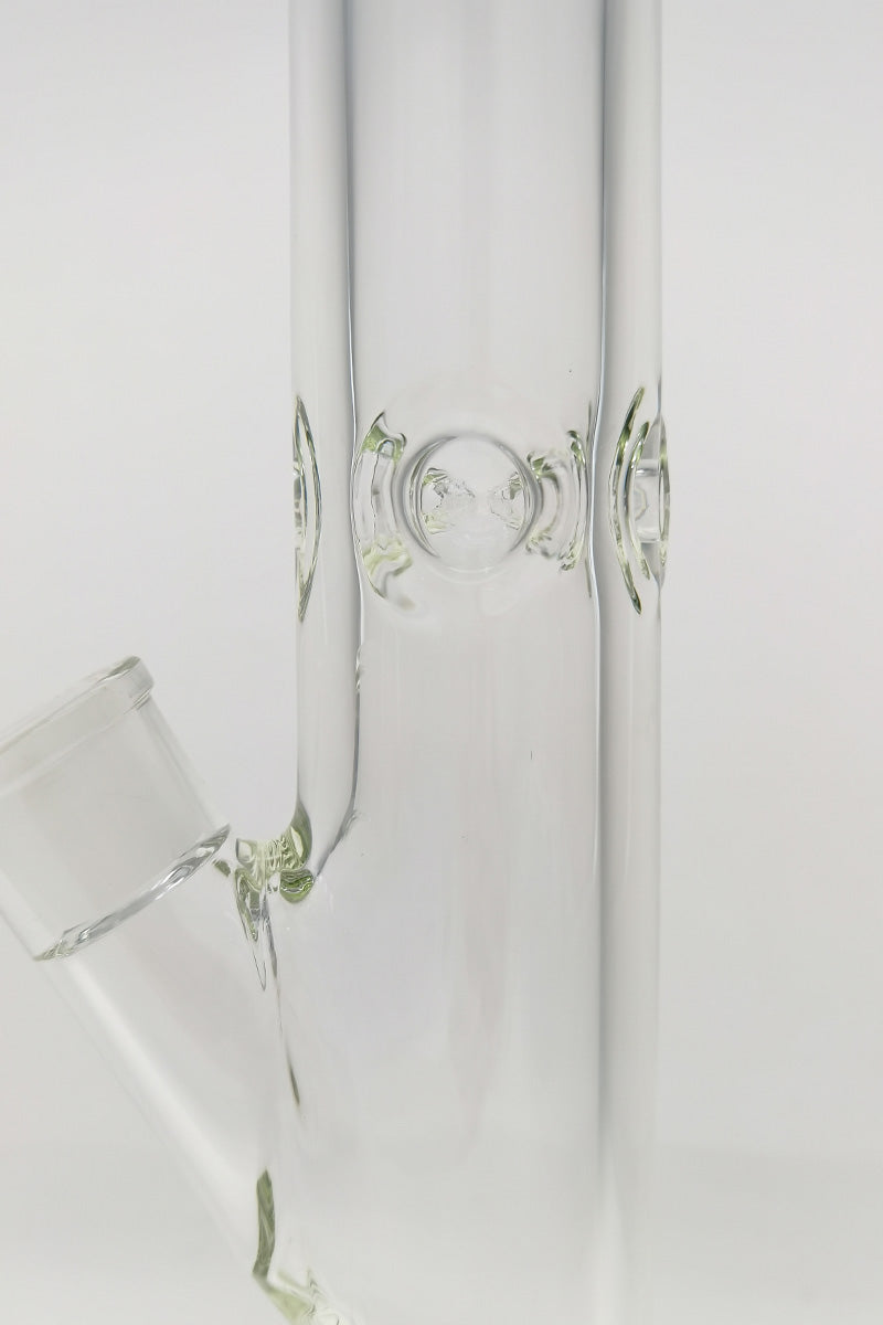 Close-up of TAG 30" Straight Tube Bong with 18/14MM Downstem and Reinforced Joints