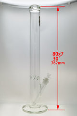 TAG 30" Straight Tube Bong with 28/18MM Downstem, 80x7MM thickness, Front View