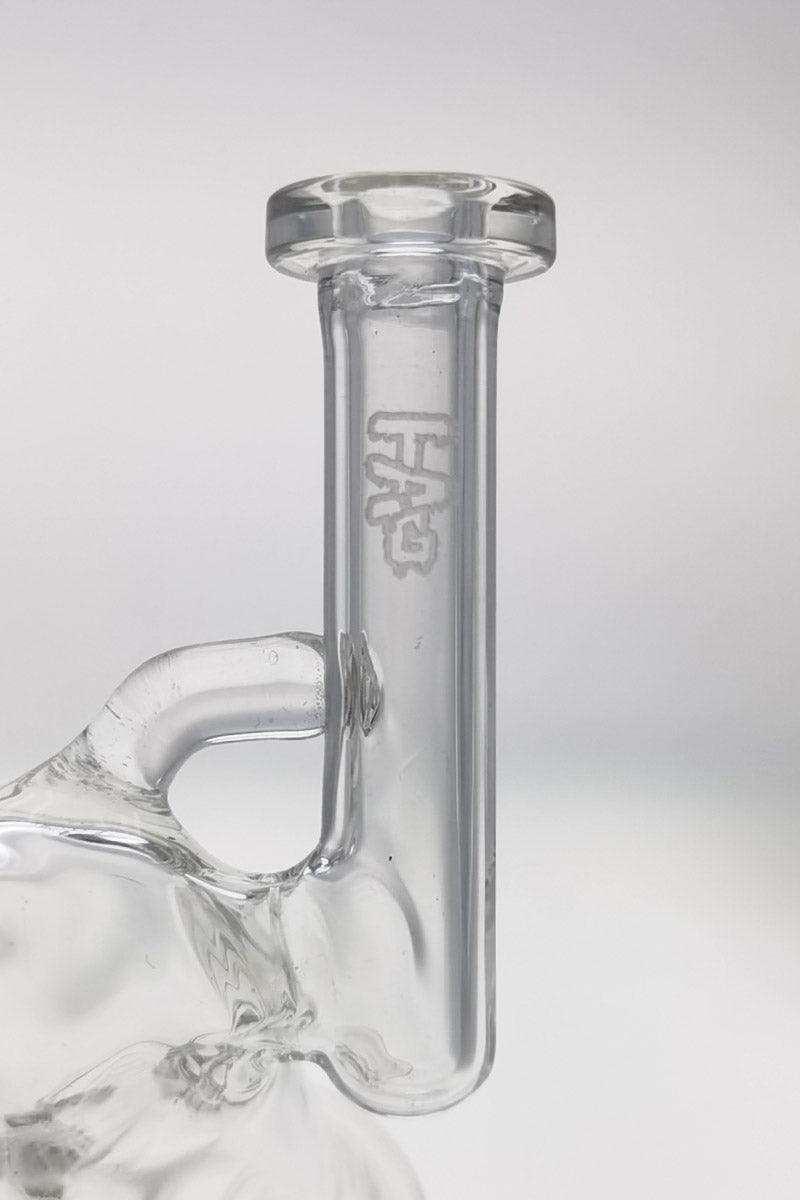 TAG 3.25" Fixed Showerhead Pocket Rig by Thick Ass Glass, 25x4MM with 10MM Male Joint, Side View