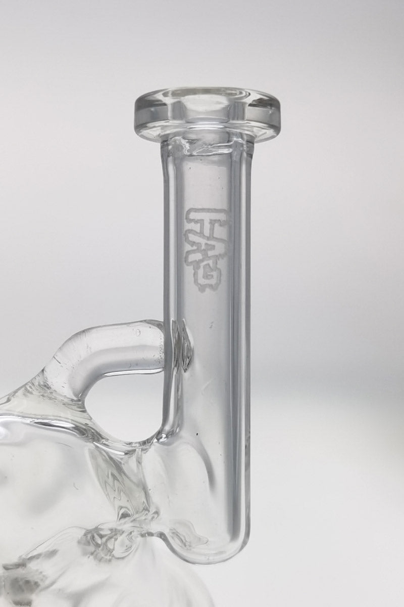 Thick Ass Glass Compact Showerhead Dab Rig, 3.25" 25x4MM, 10MM Male Joint, Clear Side View