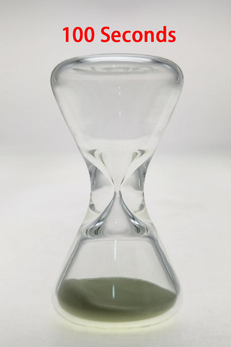 TAG 3.5" Hour Glass with Glow in the Dark Sand, 100 Seconds Timer, Wavy Laser Logo - Front View