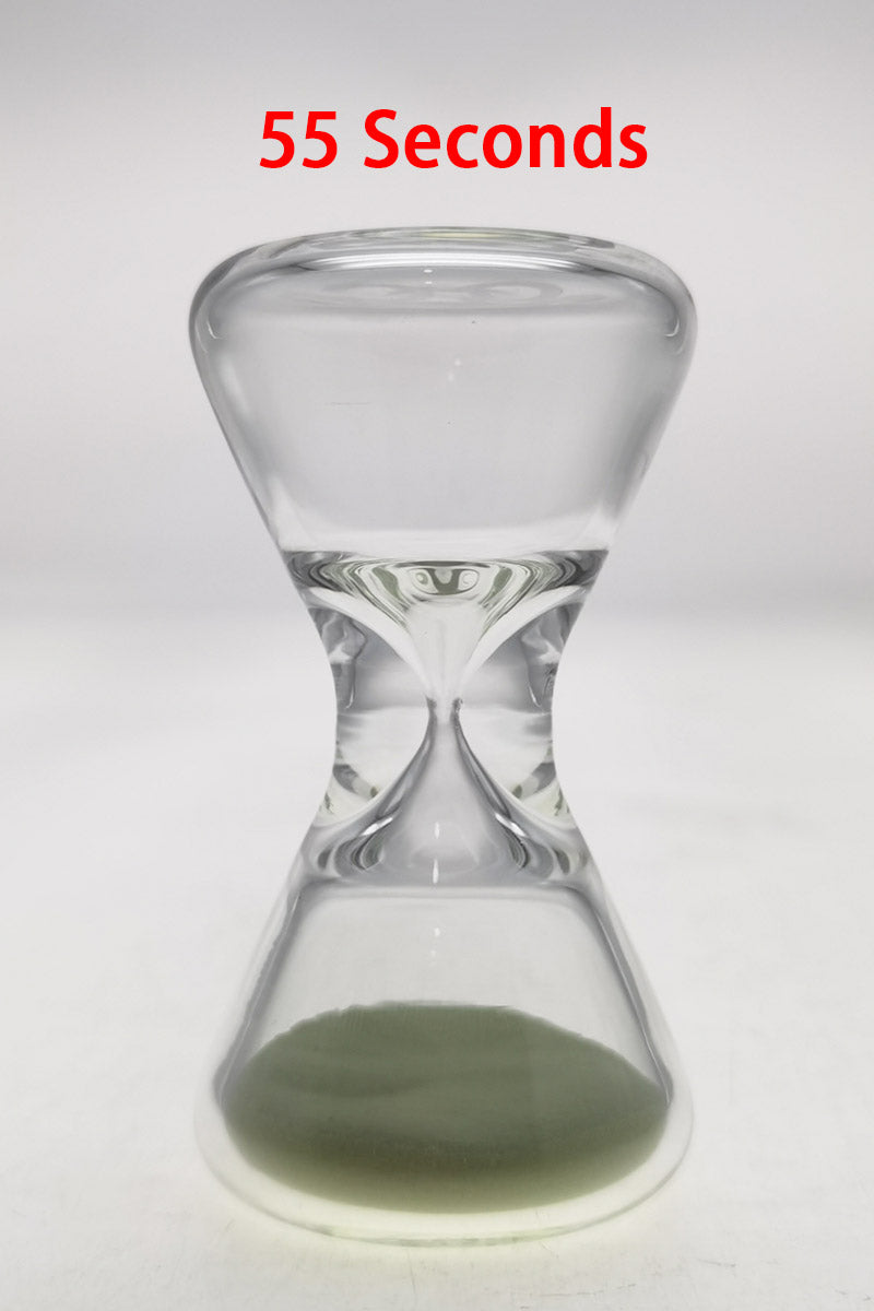 TAG 3.5" Hourglass with Glow in the Dark Sand, 55 Seconds, Front View on White Background