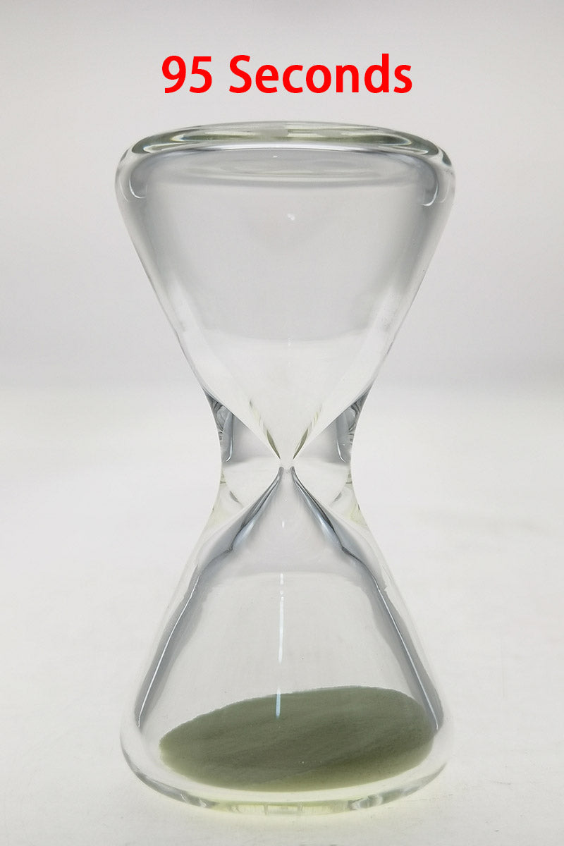 TAG 3.5" Hour Glass Clear with Glow in the Dark Sand, 95 Seconds, Front View