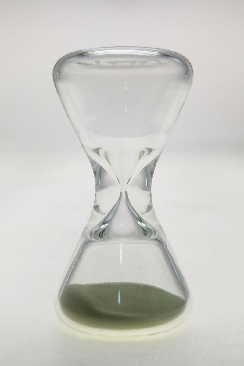 TAG 3.5" Hourglass by Thick Ass Glass with Glow in the Dark Sand, Front View