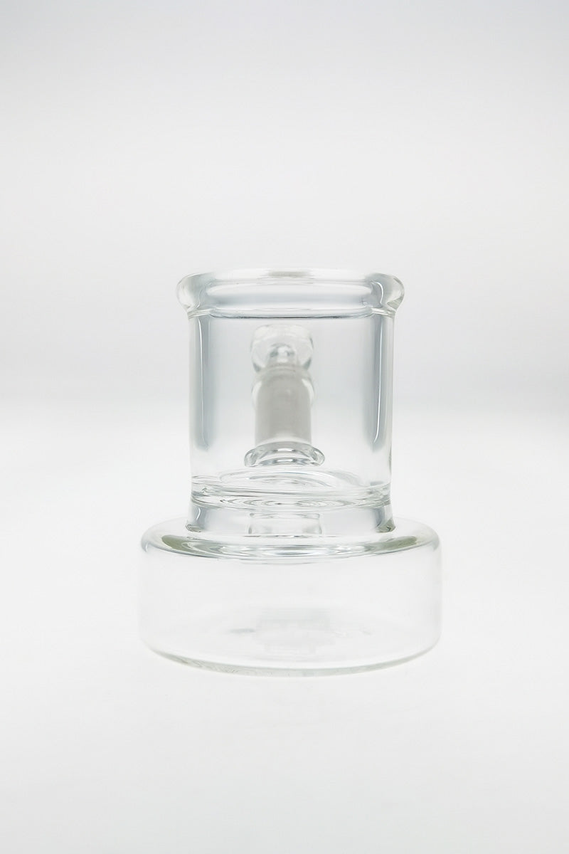 TAG 3.5" Clear Glass Cleaning Jar with Alcohol Reservoir and Joint Plug, Front View