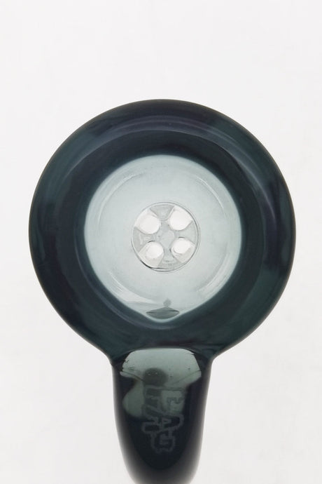 TAG 4-hole disc screen slide with horn handle for bongs, top view on white background