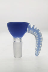Thick Ass Glass 4 Hole Disc Screen Slide with Blue Horn Handle, Side View