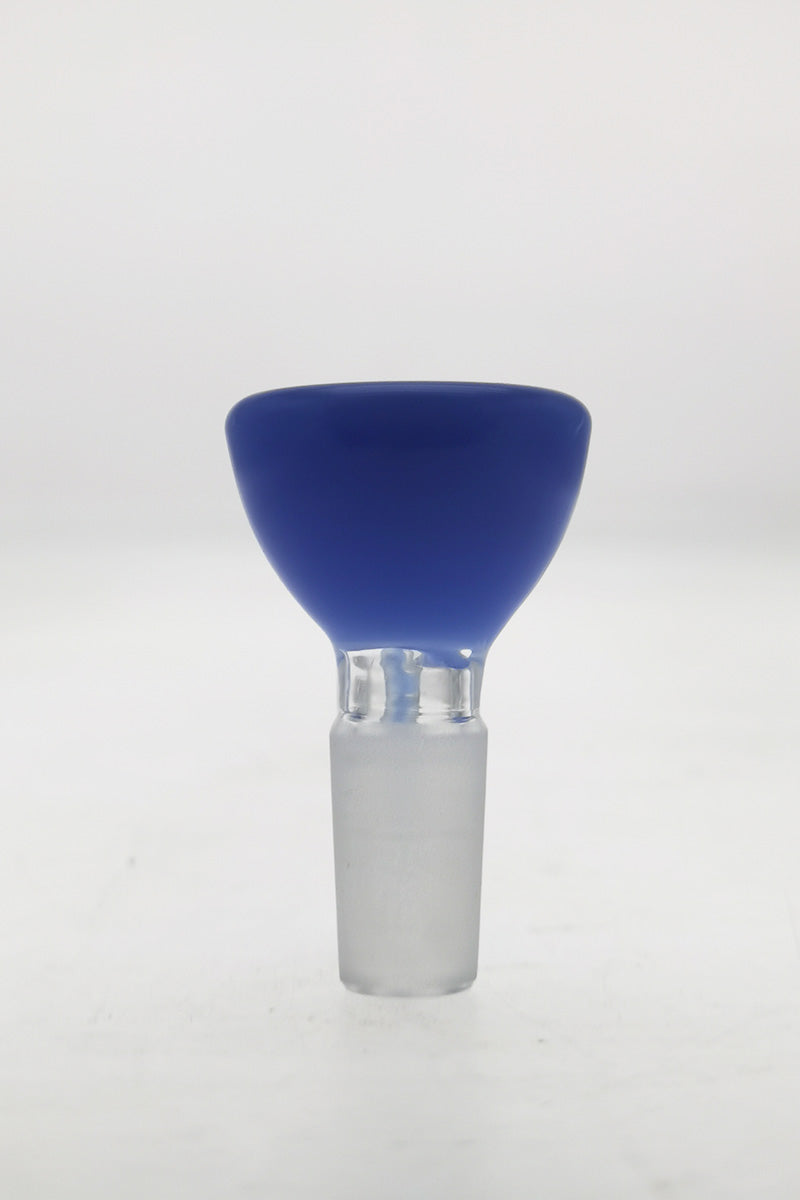 TAG blue 4 Hole Disc Screen Slide with Horn Handle for bongs, front view on white background