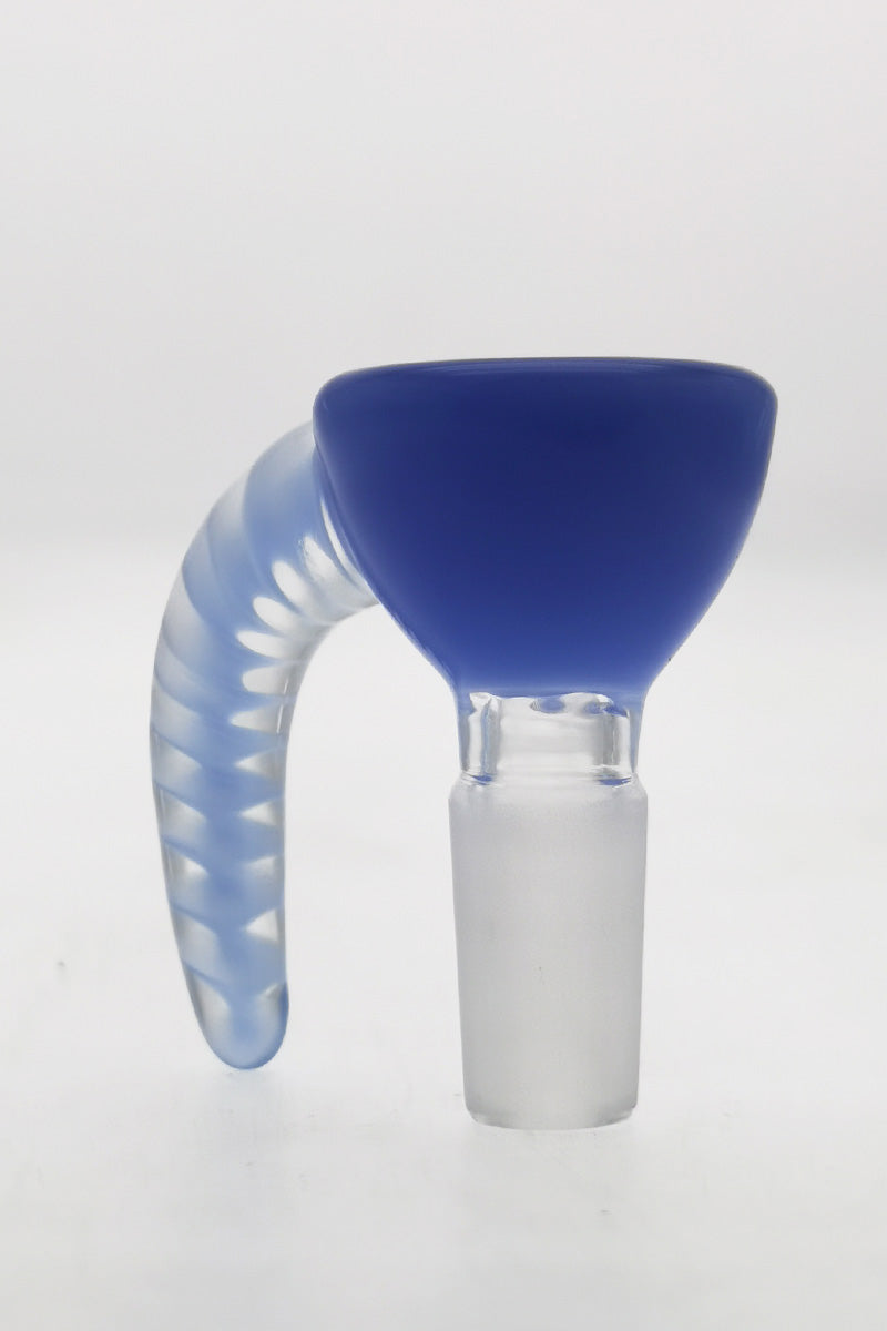 TAG - 4 Hole Disc Screen Slide with Blue Horn Handle for Bongs - Front View