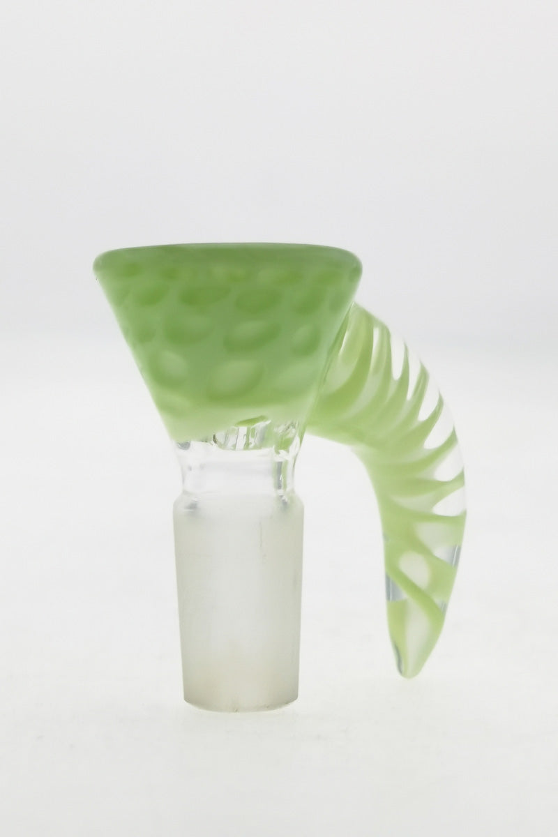 TAG 4 Hole Disc Screen Slide with Green Horn Handle for Bongs - Front View