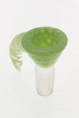 TAG 4 Hole Disc Screen Slide in Green with Horn Handle and 14mm Joint - Front View