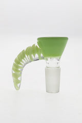 TAG 4 Hole Disc Screen Slide with Green Horn Handle, 14mm Joint, Front View