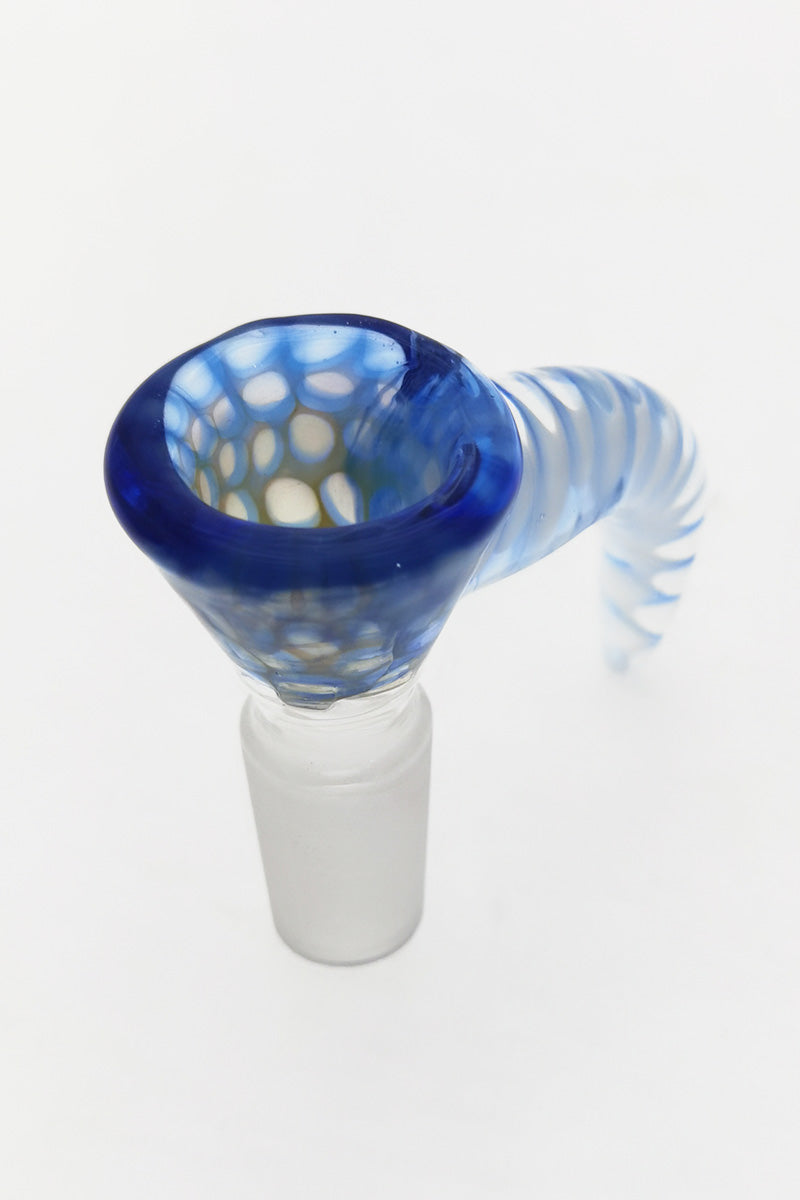 TAG 4 Hole Disc Screen Slide with Blue Horn Handle for 14mm Bongs - Top View