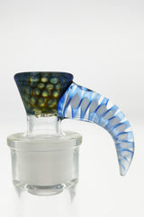 TAG 4 Hole Disc Screen Slide with Blue Horn Handle for Bongs - Front View