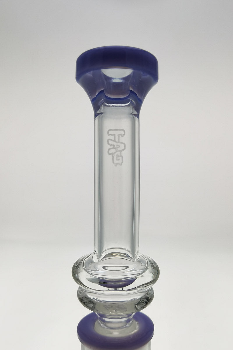 TAG 4" Neck 22x3MM with 18MM Male Joint - Clear Glass with Blue Accents - Front View