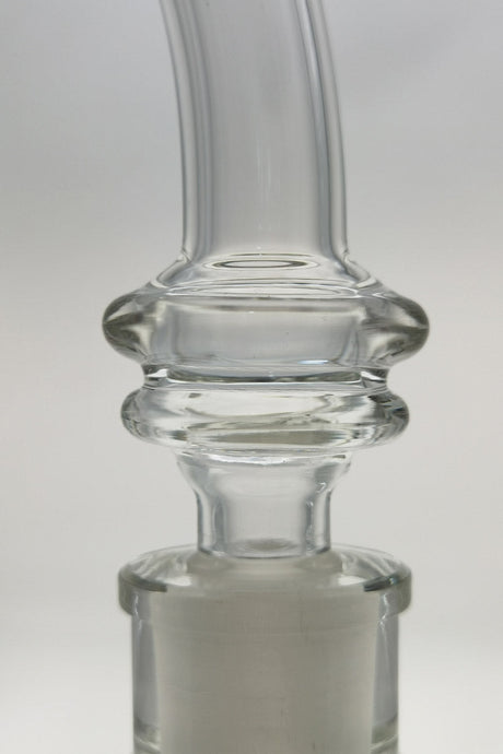 TAG 4" Neck Piece 22x3MM with 18MM Male Joint Size, Clear Glass, Close-up Side View
