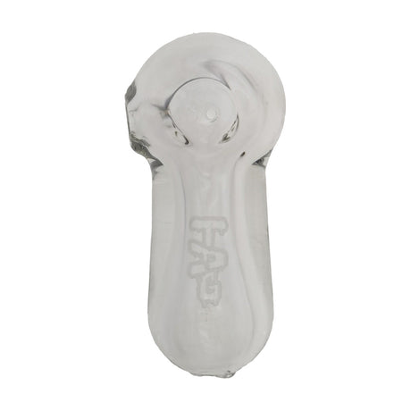 TAG 4" Super Thick Spoon Pipe with Left Side Carb Hole, Borosilicate Glass, Top View