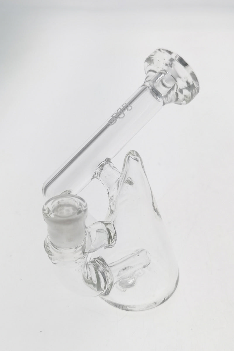 TAG 4.25" Clear Glass Pendant Rig with Inline Diffuser, 10MM Female Joint, Angled View