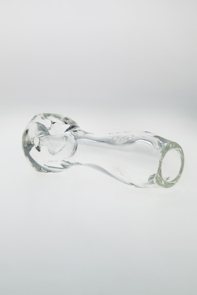 TAG 4.5" Clear Borosilicate Glass Spoon Pipe with Large Carb and Mouthpiece, Side View