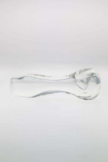 Thick Ass Glass 4.5" Clear Spoon Pipe, Large Carb, Easy Grip, Side View on White Background