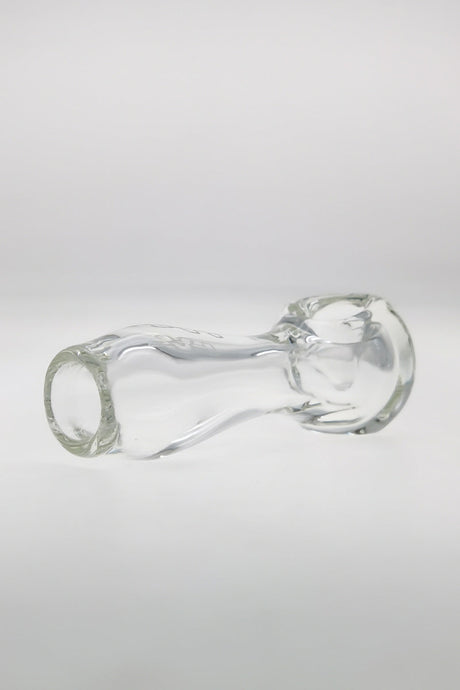Thick Ass Glass 4.5" Portable Spoon Pipe in Clear Borosilicate, Side View with Large Carb