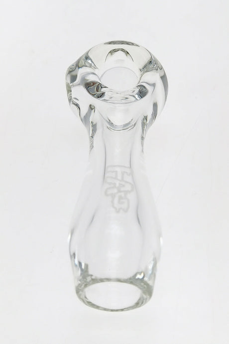 Thick Ass Glass 4.5" Portable Spoon Pipe in Clear Borosilicate, Front View with Large Carb
