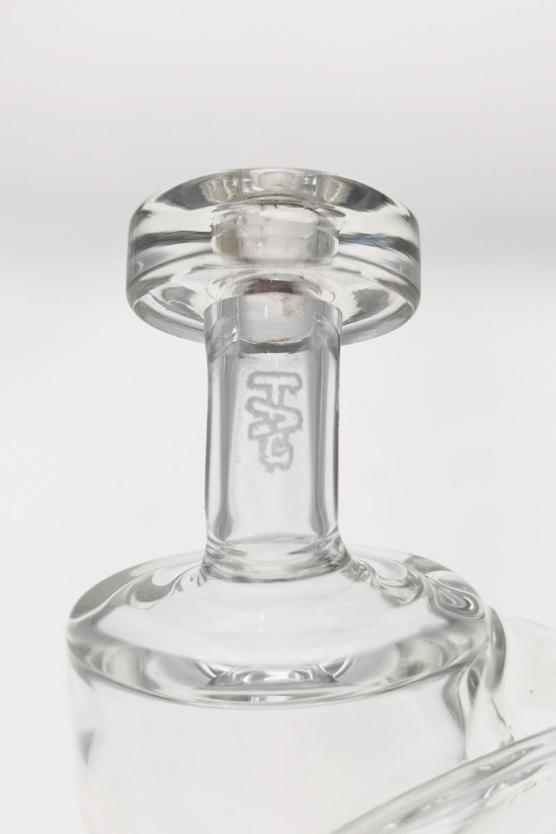 Close-up of TAG 4.5" Mini Inline Recycler with 10MM Female Joint, Thick Ass Glass logo