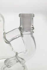 Close-up of TAG 4.5" Mini Inline Recycler with 10MM Female Joint, Clear Glass Detail