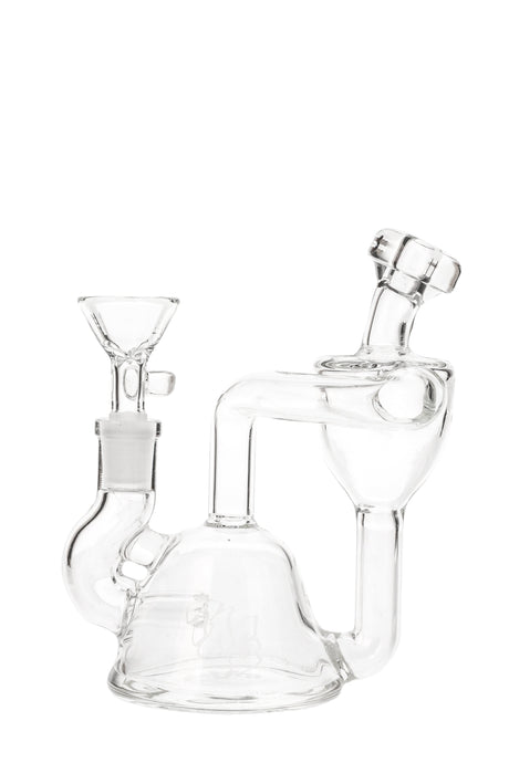 TAG 4.5" Mini Inline Recycler Dab Rig, 10MM Female Joint, Clear Glass, Front View