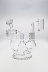 TAG 4.5" Mini Inline Recycler Dab Rig with 10MM Female Joint, Clear Glass, Front View