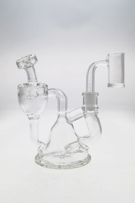 Thick Ass Glass Mini Inline Recycler Dab Rig, 10MM Female Joint, Clear, Angled View
