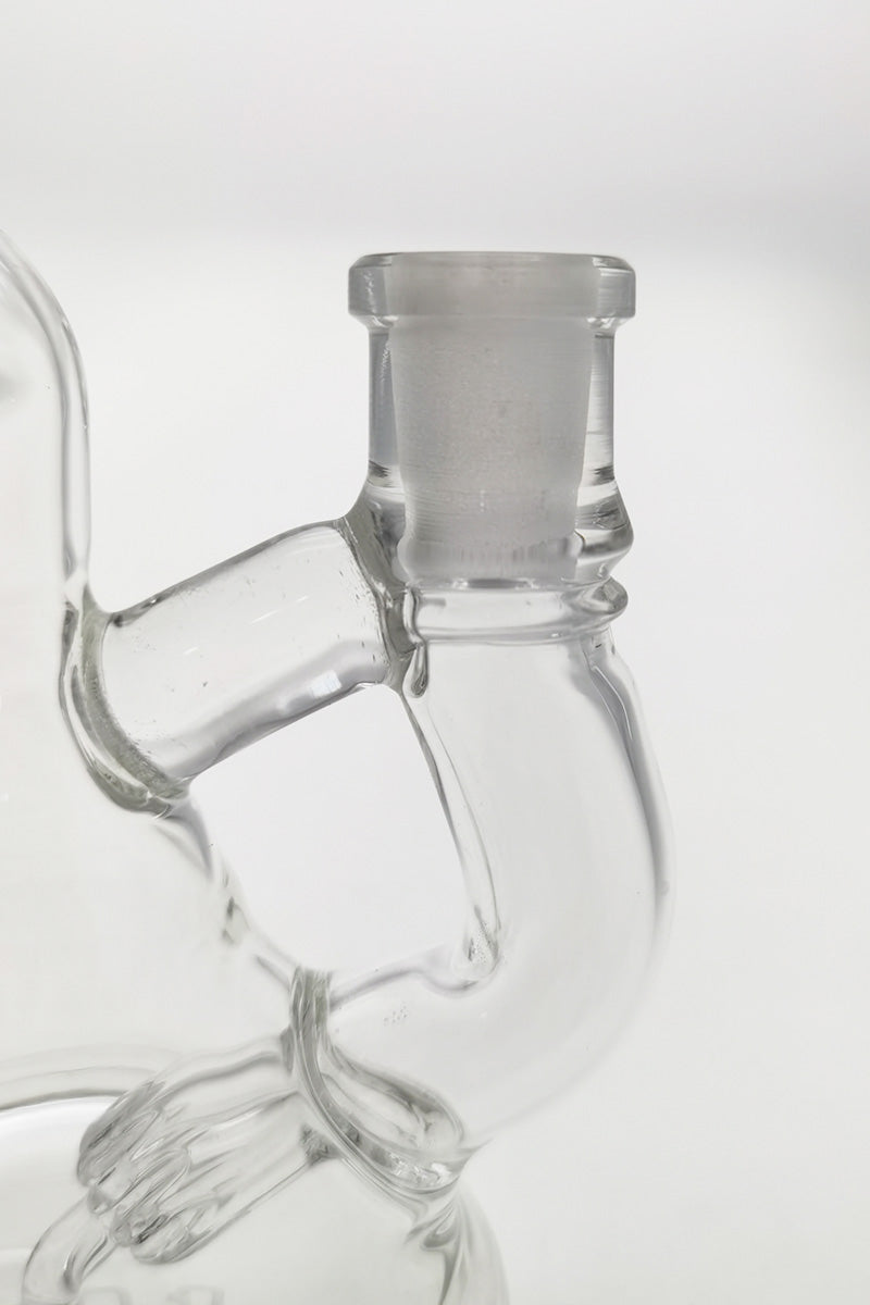 Close-up of TAG 4.5" Mini Inline Recycler with 10MM Female Joint, Clear Glass